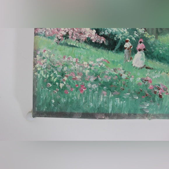 Vintage Oil Painting, Signed, Floral Field Trees Cottage Impressionist Small - Picture 4 of 9